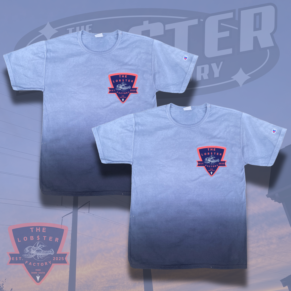 “LOB$TER FACTORY OG” TEE - (BLUE OMBRÉ )