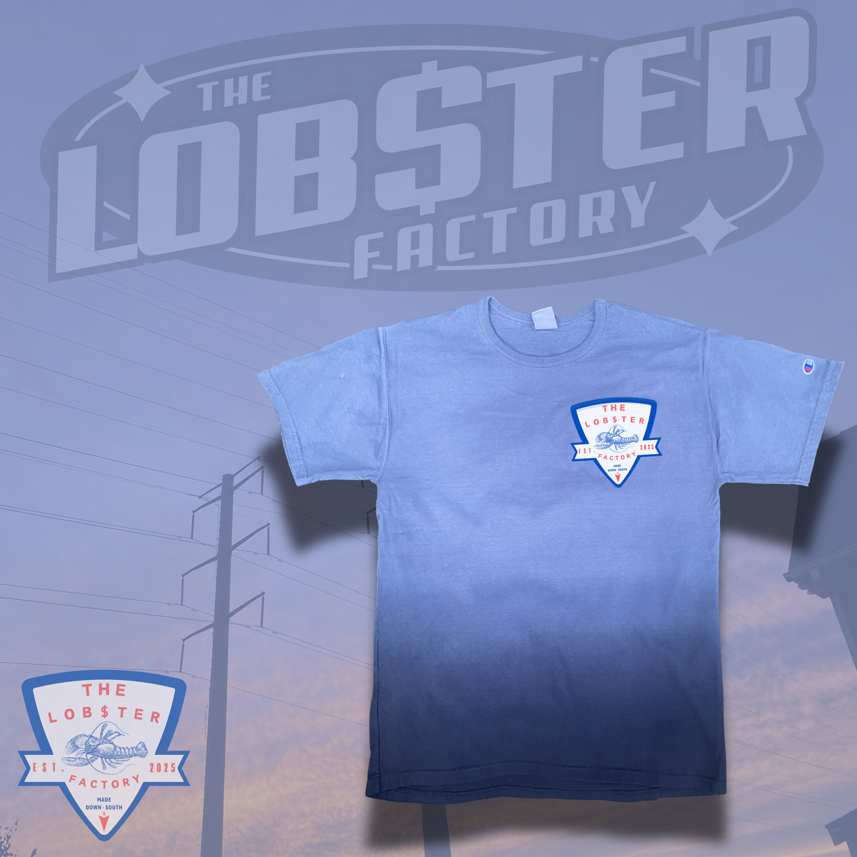 “LOB$TER FACTORY OG” TEE - (BLUE OMBRÉ )