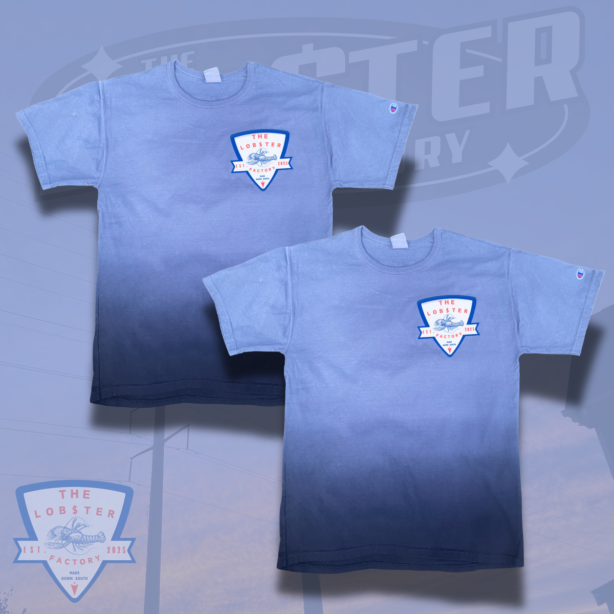 “LOB$TER FACTORY OG” TEE - (BLUE OMBRÉ )