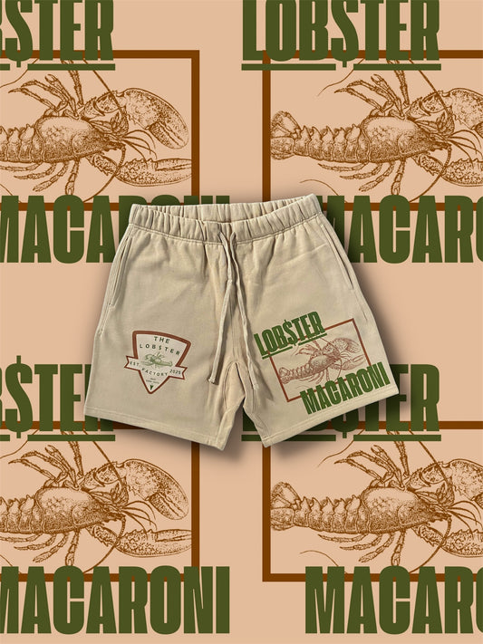 “LOB$TER MACARONI OG x LOB$TER FACTORY OG” FLEECE SHORTS - (NUDE)